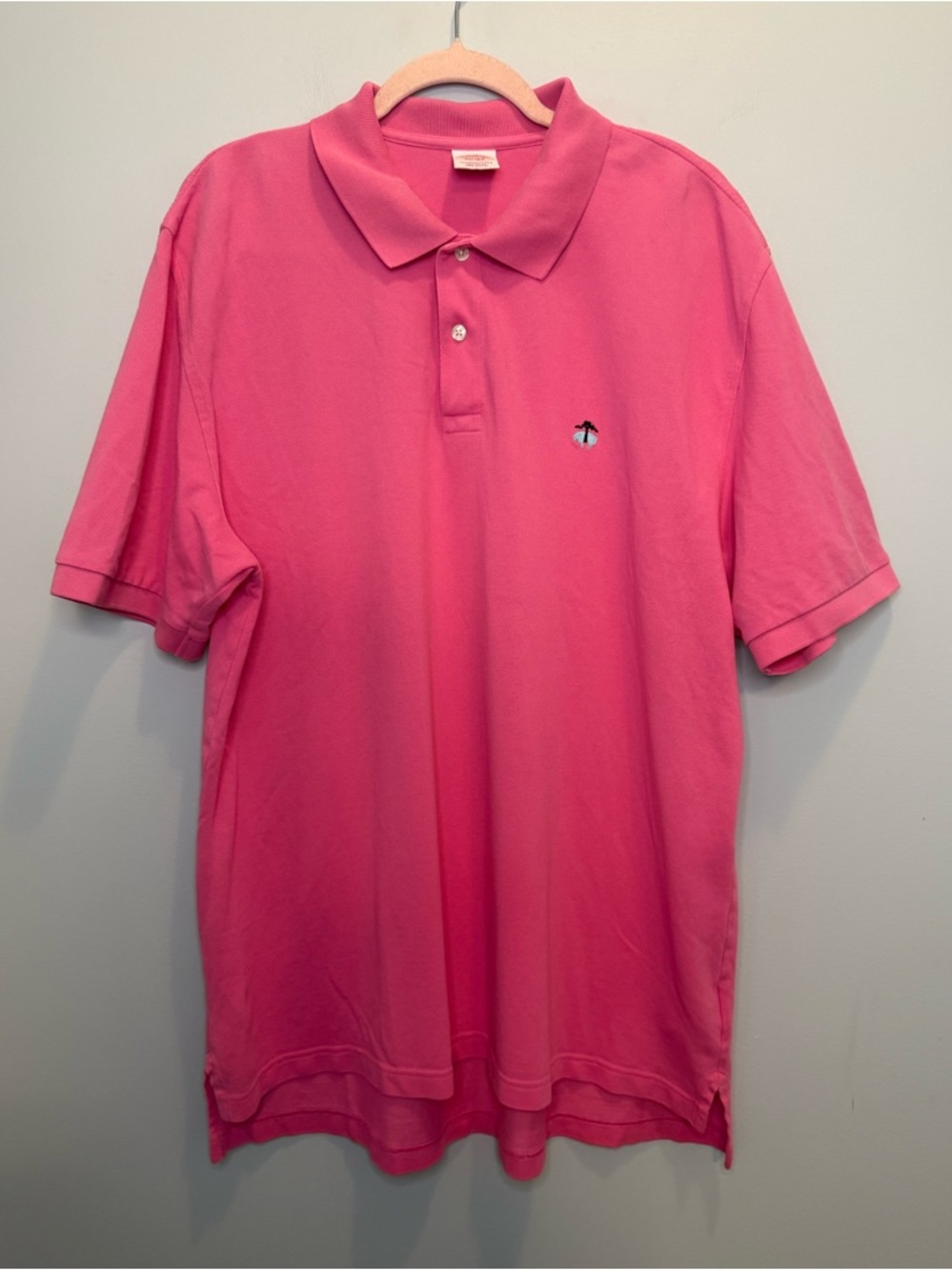 Brooks Brothers Mens XL Pink Polo Embroidered Logo 100% Cotton Summer Preppy